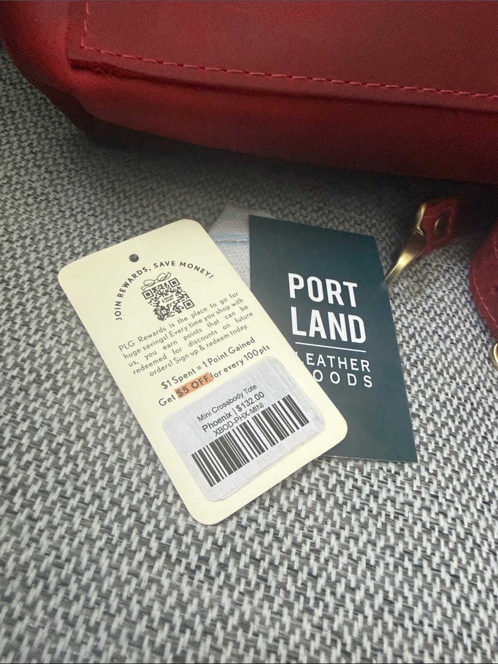 Portland Leather Red Leather Mini Tote  with Removable Crossbody Strap Phoenix - Picture 2 of 11